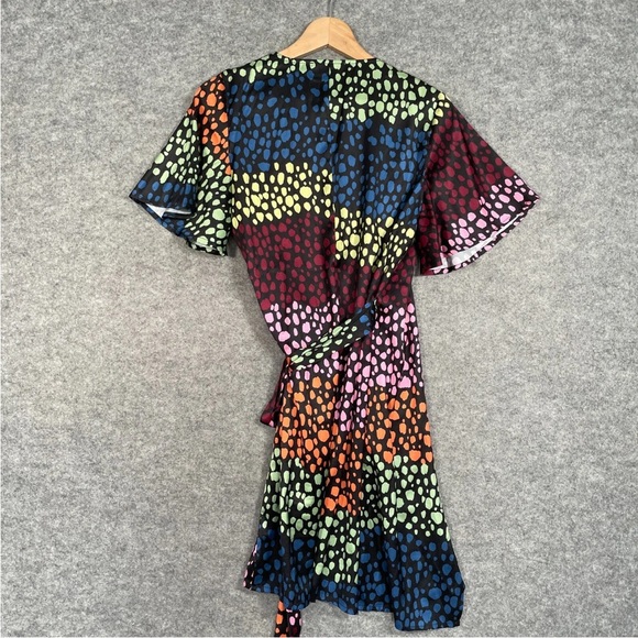 NEVER FULLY DRESSED Dress Size UK 10 Womens Contrast Leopard Wrap Mini Short - Picture 9 of 11